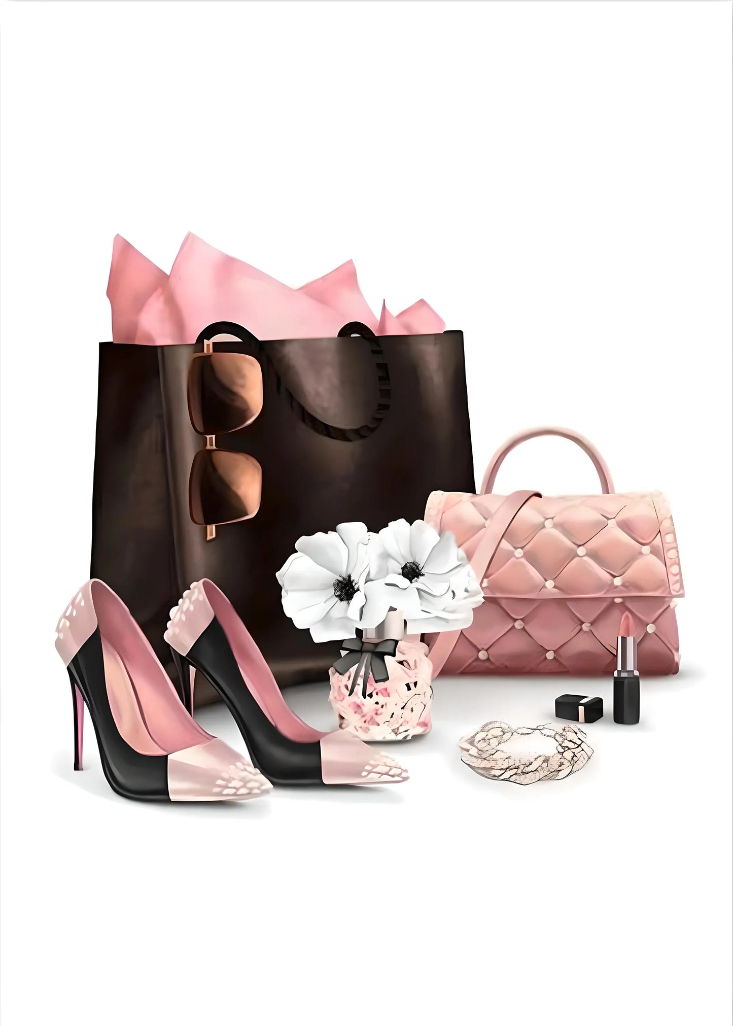 Girly Pink Makeup Canvas Wall Art | Bedroom Décor Poster