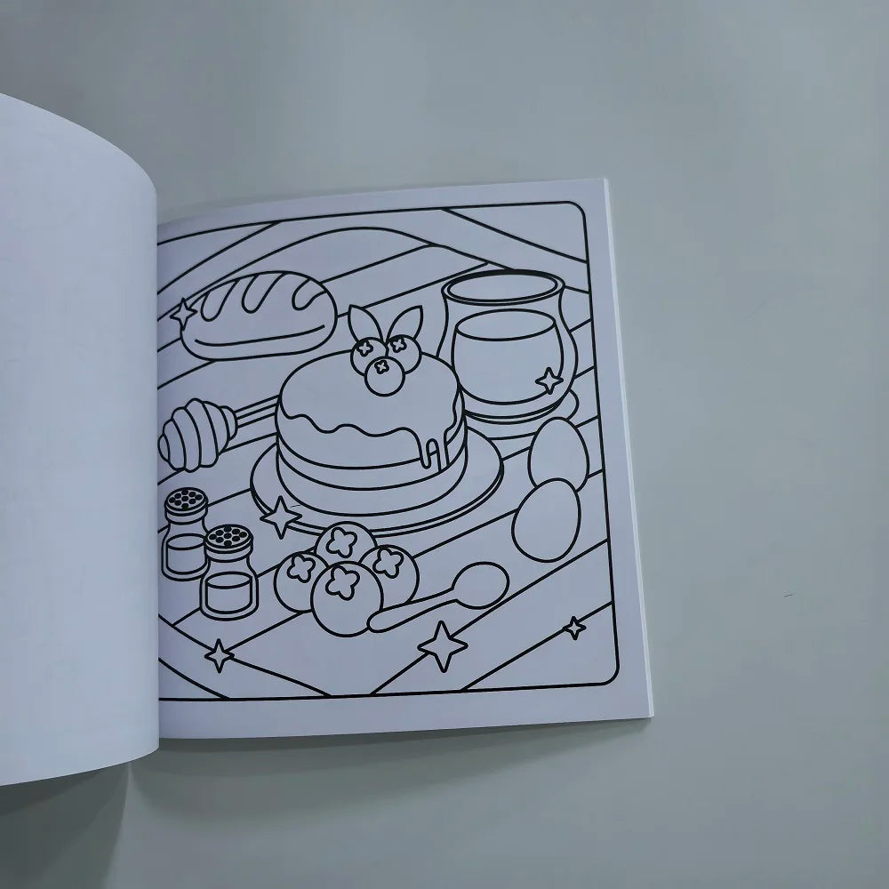 Food Drink Sweets Easy-bold Coloring Book Adults Cute Drawing Perfect