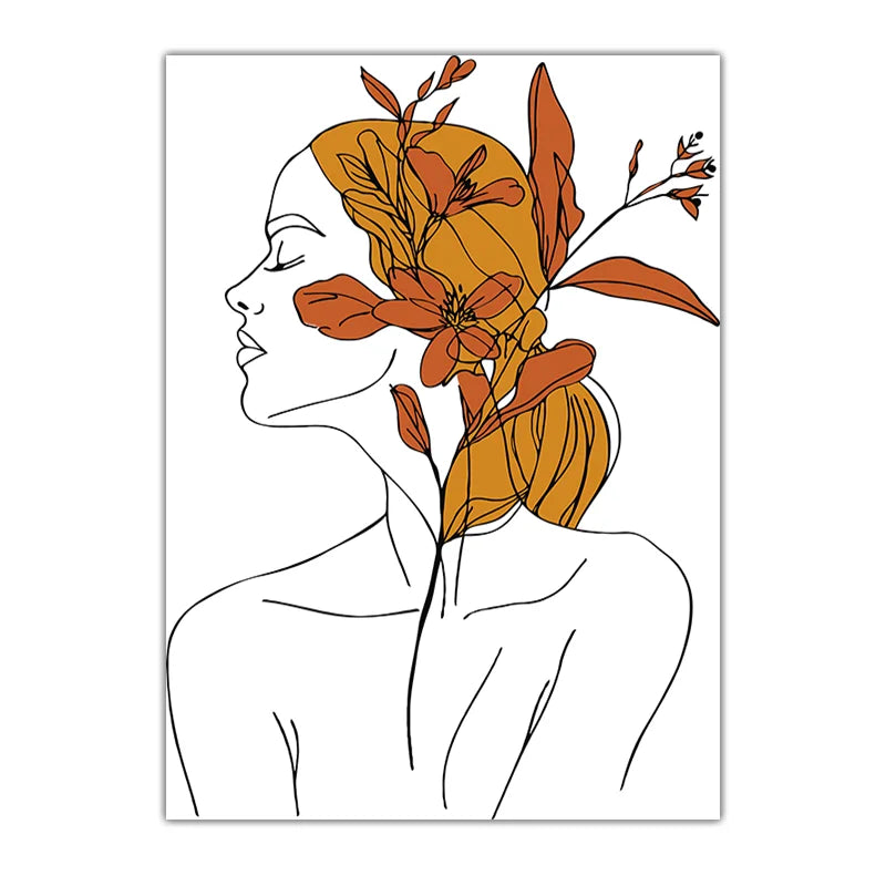 Abstract Woman Flower Canvas Wall Art – Modern Poster Print Canvas Wall Art Print Peaceful Pleasures Health and Wellness 04 1 15x20cm No Frame China Mainland