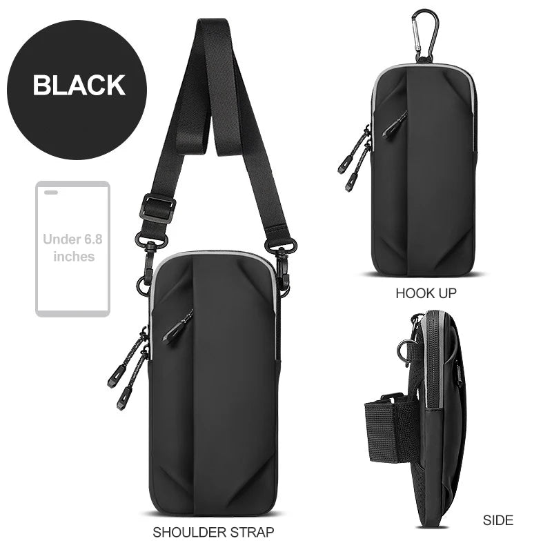 cell phone armband for running magnetic armband bags for women Mobile phone wrist stand bag for men Running racing accessories Peaceful Pleasures Health and Wellness Black