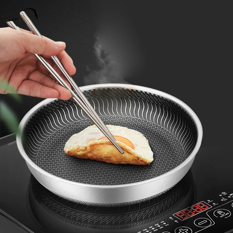 316L Stainless Steel Frying Pan | Tri-Ply Honeycomb Skillet