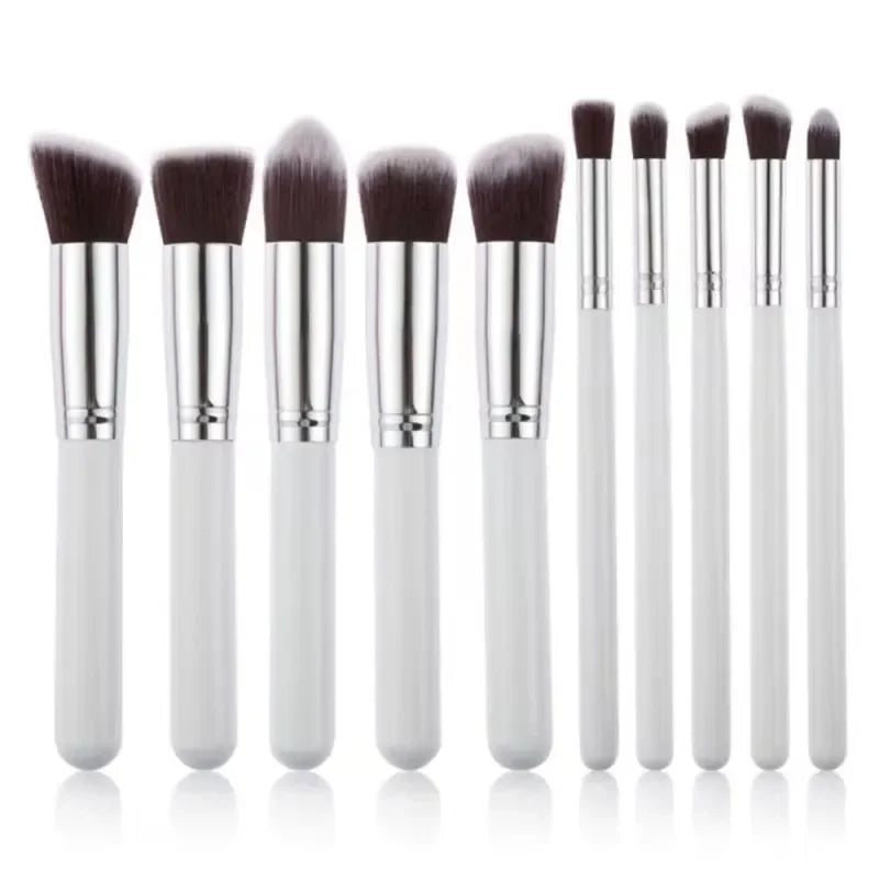 10-Piece Synthetic Kabuki Makeup Brush Set – Blending & Contour
