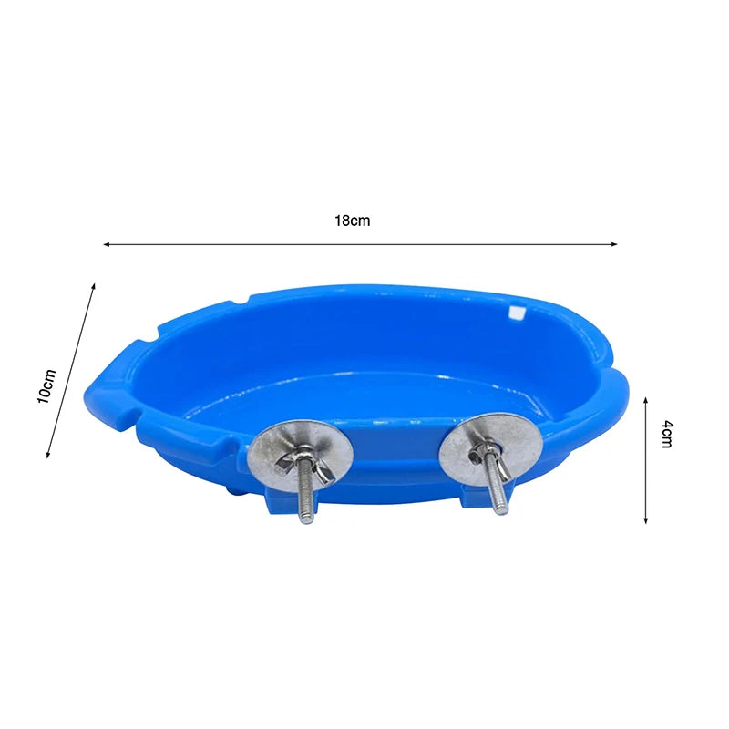 Parrot Food Tray Multifunction Creative Blue Bathtub Cage Standing Bird Toys Pet Cleaning Shower Box for Birds Peaceful Pleasures Health and Wellness
