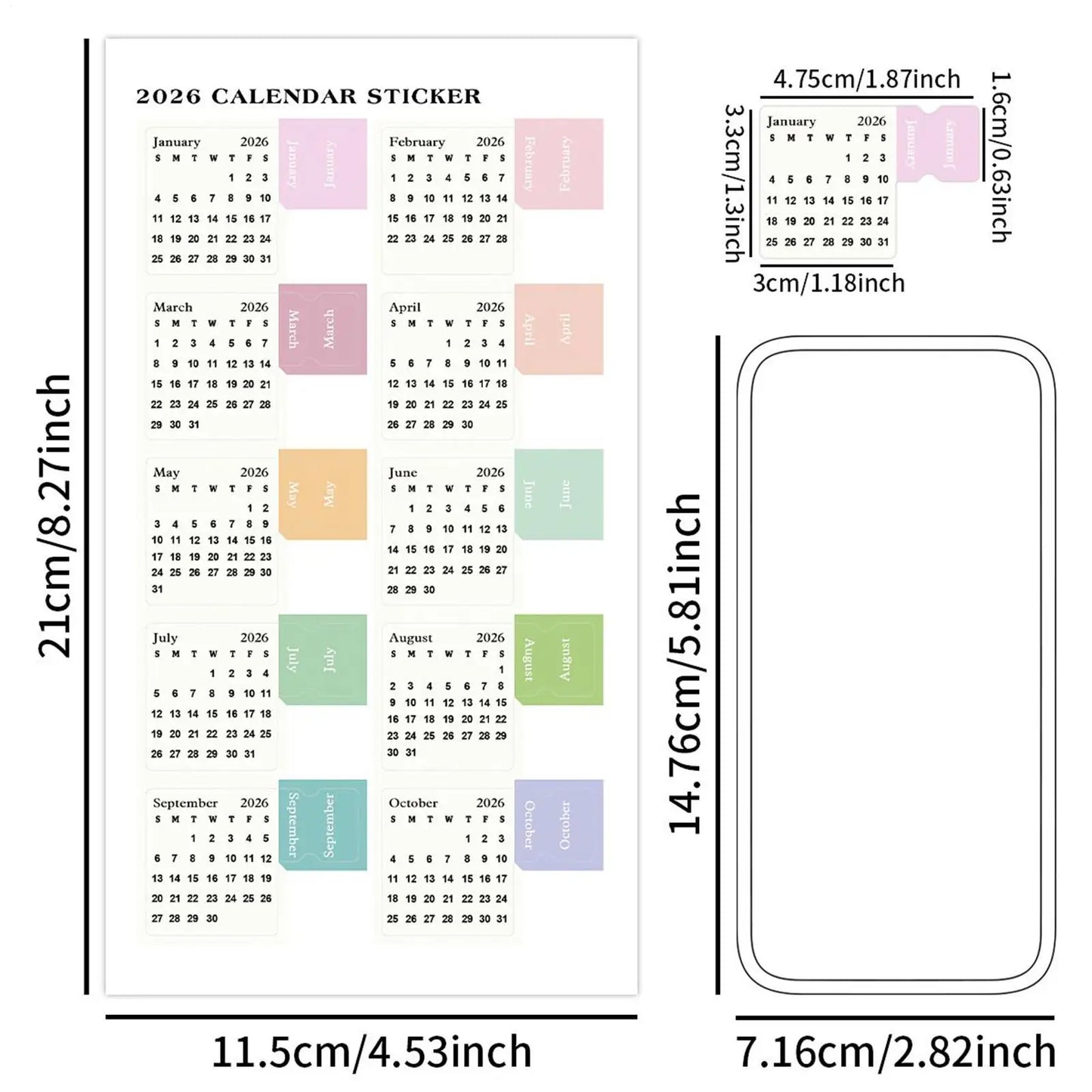 2026 Monthly Calendar Planner Stickers | Journal & Scrapbook