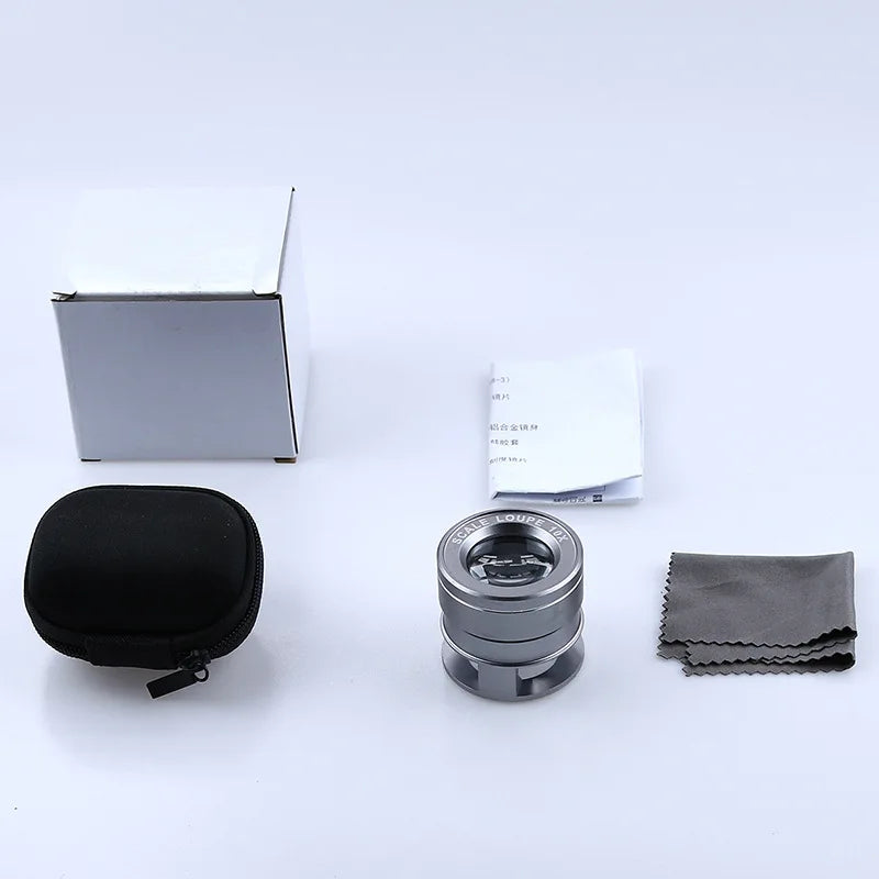 10X Cylindrical Detection Magnifying Glass Portable Metal Frame K9 Optical Lens Desktop Magnifying Glass Peaceful Pleasures Health and Wellness