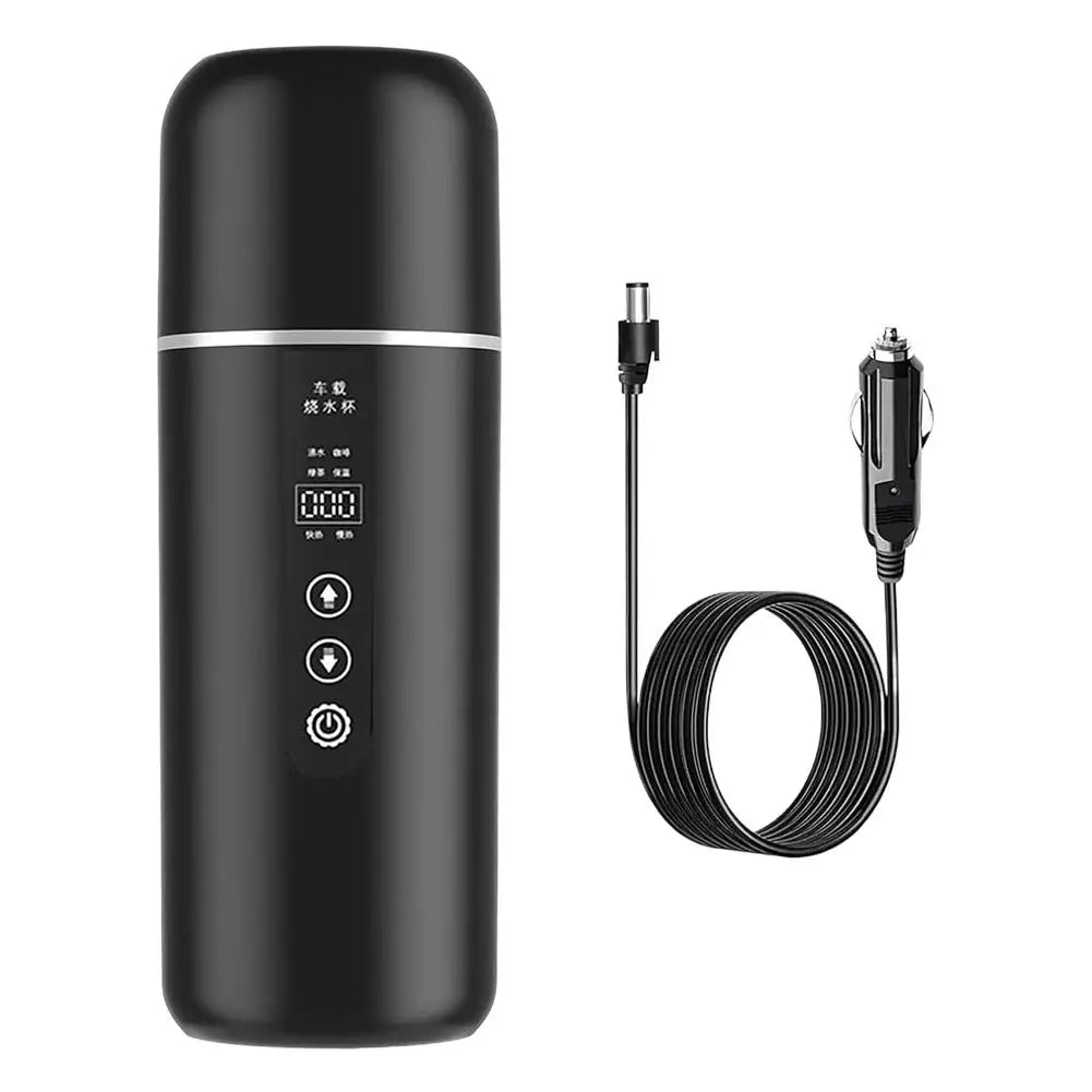 12V/24V Car Electric Kettle – LCD Smart Temp Control, 500ml