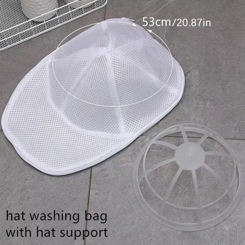 Washing Machine Hat Wash Protector Cap Cleaner Laundry Bag Small Clothes Wash Bag Anti-Deformation Mesh Organizer Zip Bags Peaceful Pleasures Health and Wellness hat support M