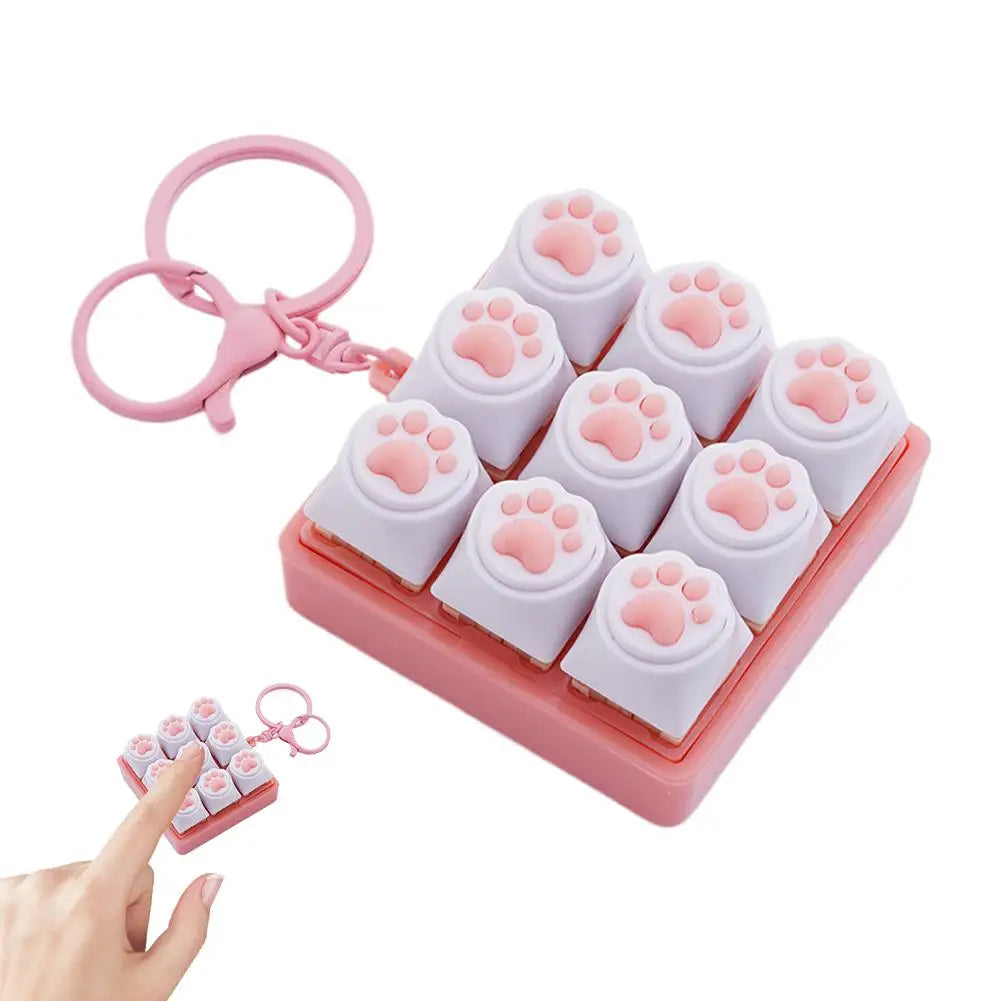 Cat's Paw Silent Keyboard Fidget Keychain – 9-Key Clicker