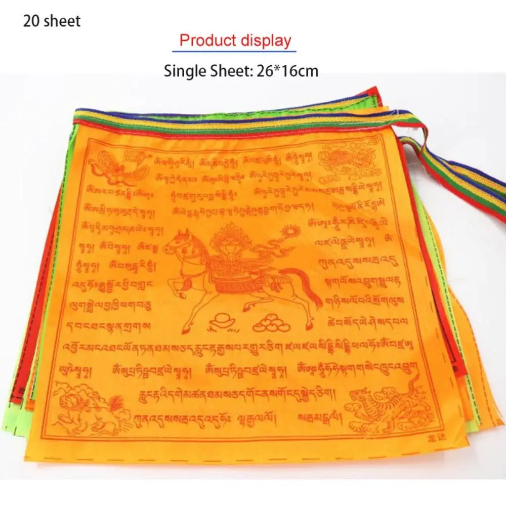 Tibetan Buddhist Prayer Flags – 5M, 20 Colorful Banners