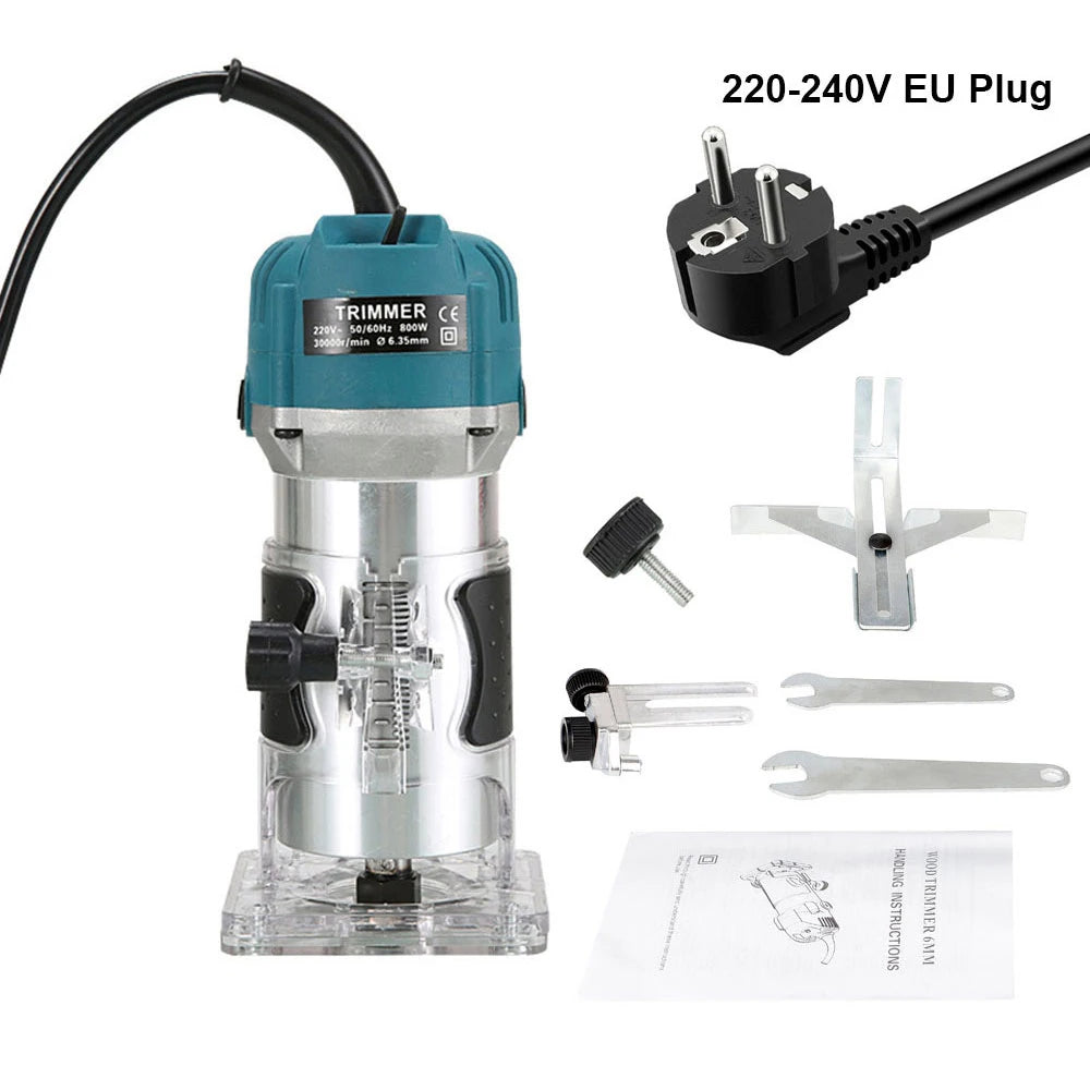 800WElectric Trimmer Wood Router Machine Woodworking 1/4 Inch Wood Carving Milling Cutting Carpenter Power Tool EU/US/AU/UK Plug Peaceful Pleasures Health and Wellness 220v EU Plug