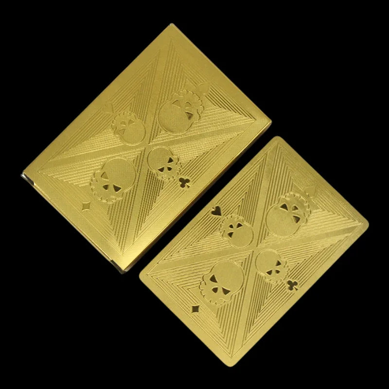 Gold Foil Skull Poker Cards Waterproof PVC Plastic Magic Cards For Gambling Board Game Washable Flexible Use Playing Cards Peaceful Pleasures Health and Wellness
