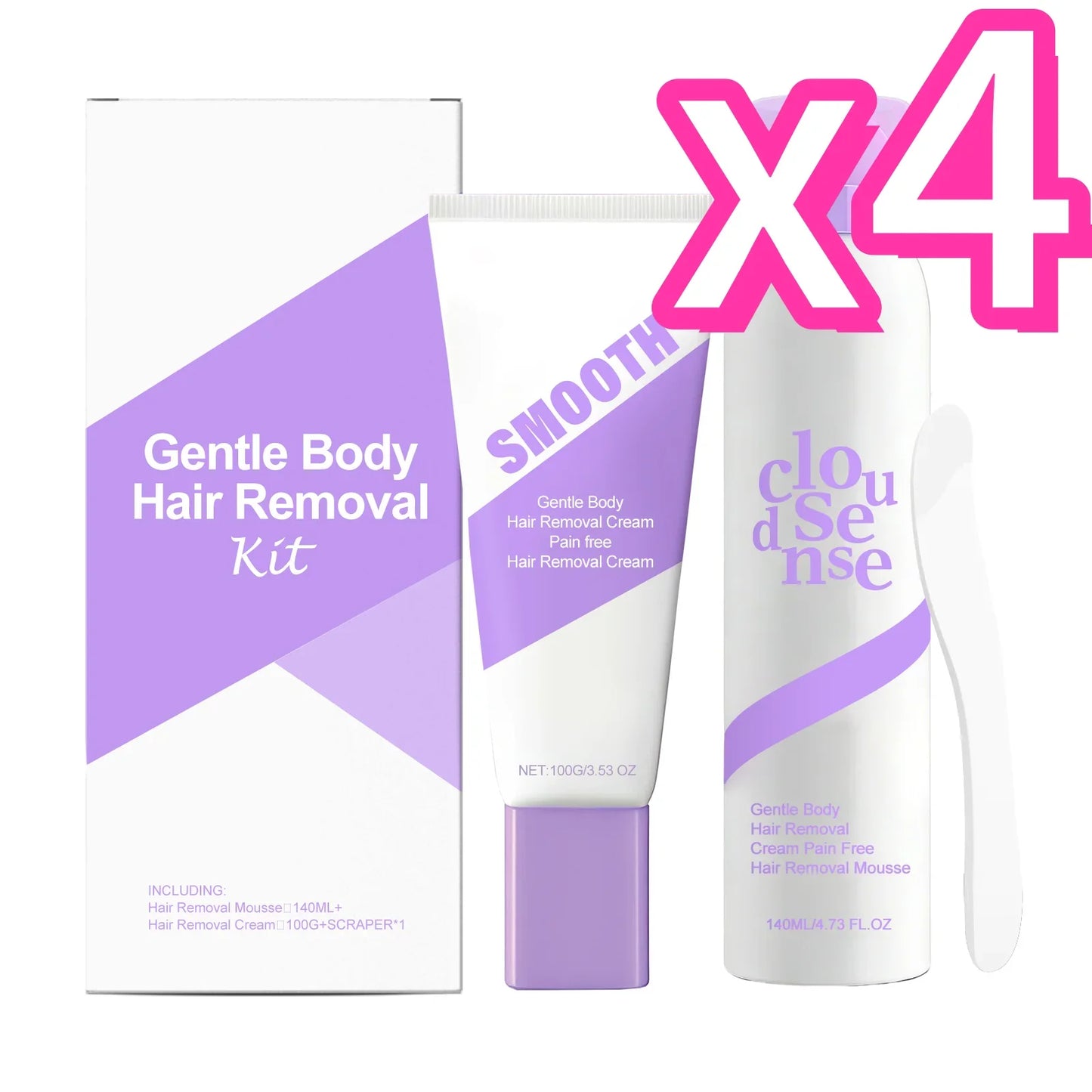 3-in-1 Painless Body Hair Removal Kit – Cream, Mousse & Scraper