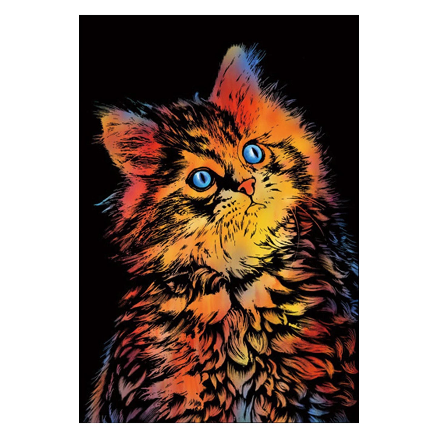 Animals Scratch Art for Teen & Adults with 3 Tools DIY Paint by Scratch 15.94x11.22 Inch Scratch Painting Kits DIY Art Craft Set Peaceful Pleasures Health and Wellness Cat