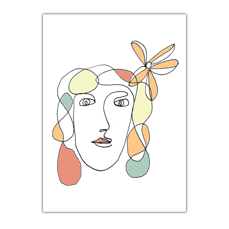 Nordic Minimalist Line Art Female Portrait Canvas Print Canvas Wall Art Peaceful Pleasures Health and Wellness 01 15x20cm No Frame China Mainland