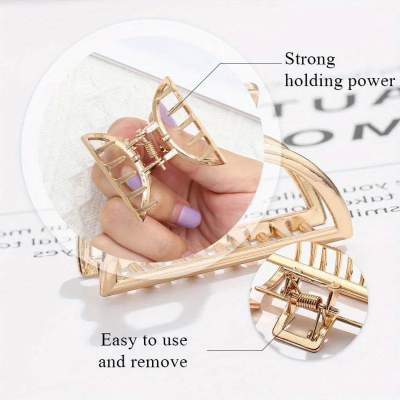 2-Pack Minimalist Golden Hair Claw Clips – Anti-Slip Peaceful Pleasures Health and Wellness