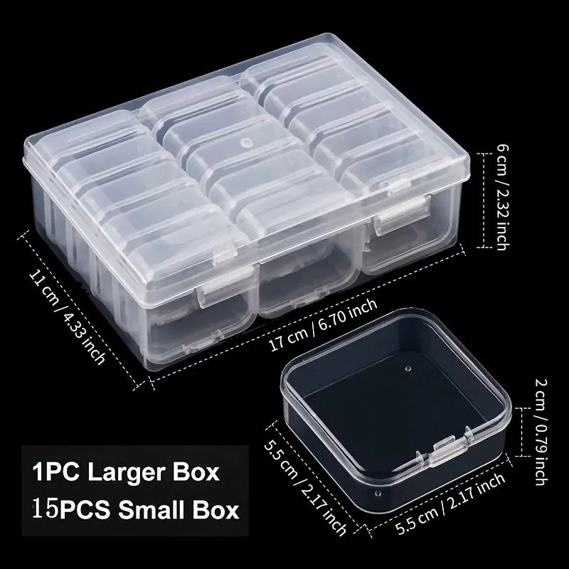 Transparent Plastic Storage Box with 12/14/15/20 Grids for Bead Sorting Jewelry And Miscellaneous Items Organizer Box organizer Peaceful Pleasures Health and Wellness 15 boxes