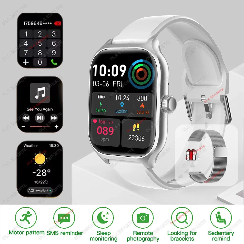 Outdoor Smart Watch Men Women 2.01'' HD Screen Heart Rate Bluetooth Calls GPS Track Waterproof Sports Mode DIY Dial Smartwatch Peaceful Pleasures Health and Wellness Gray MIlan