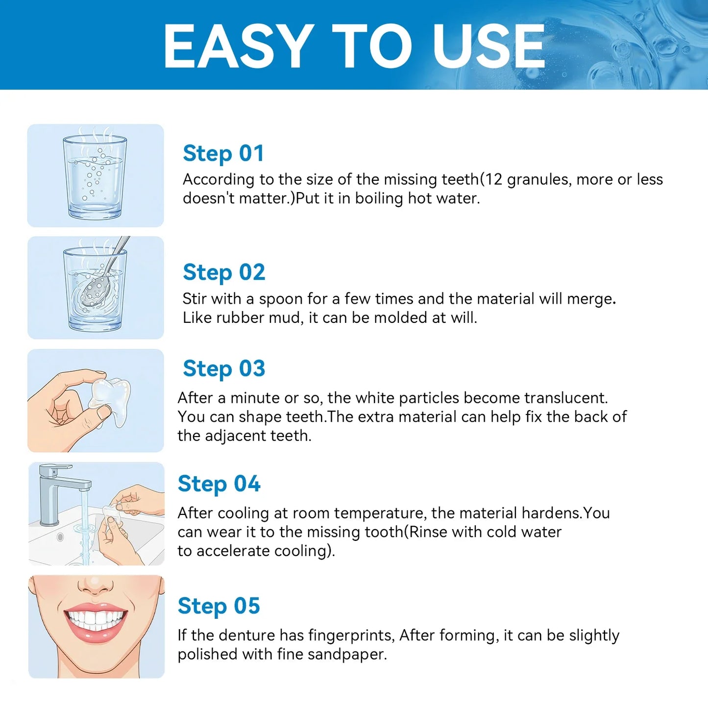 Instant Temporary Fake Teeth – Moldable Cosmetic Dental Kit