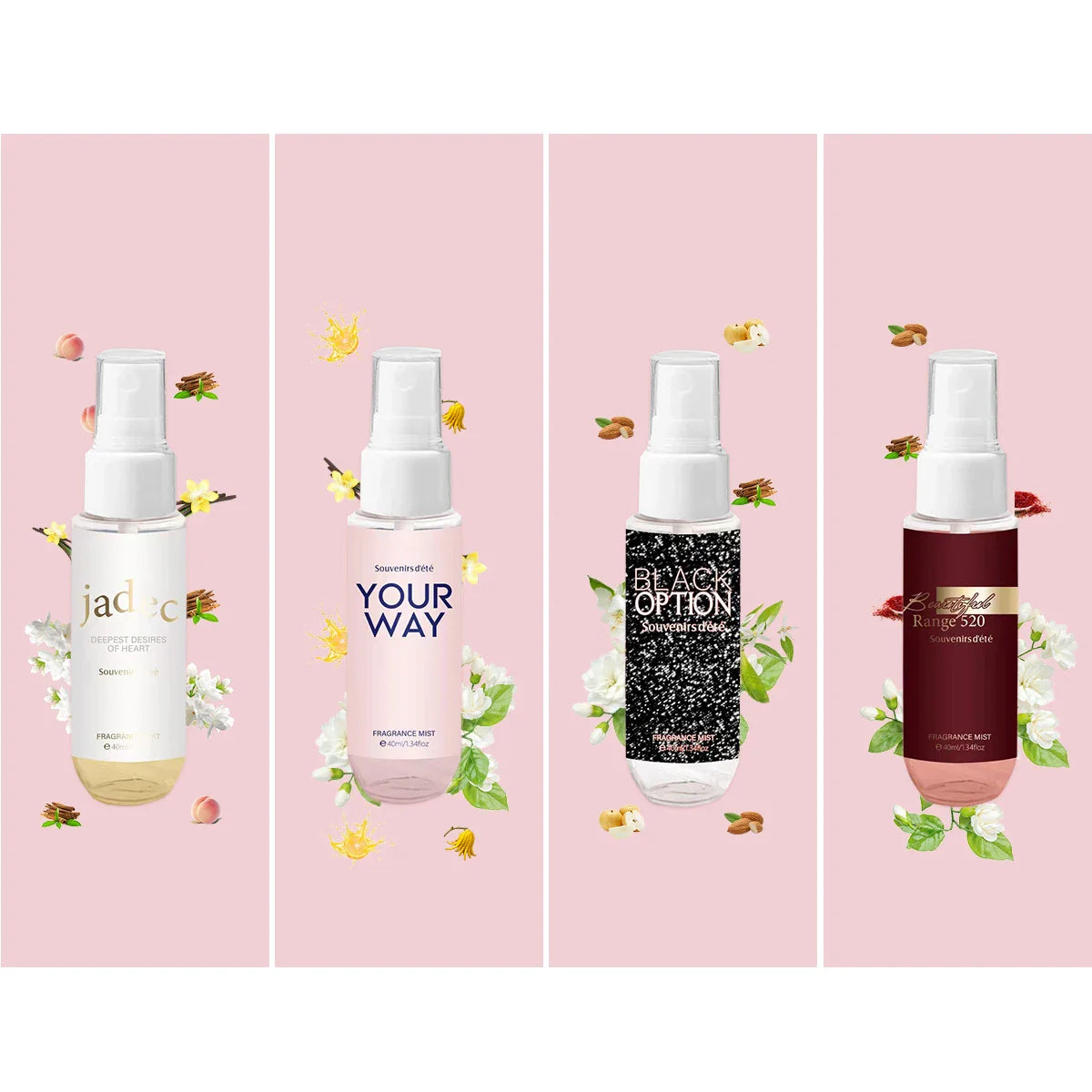 4-Piece Floral Body Perfume Spray – Alcohol-Free Women's Gift Set