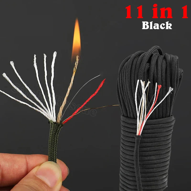 6 kindling 550 33-100FT 10-core paracord 4mm outdoor Camping Survival tool fit PE fire rope fishing cotton line Parachute Hiking Peaceful Pleasures Health and Wellness Black 100FT