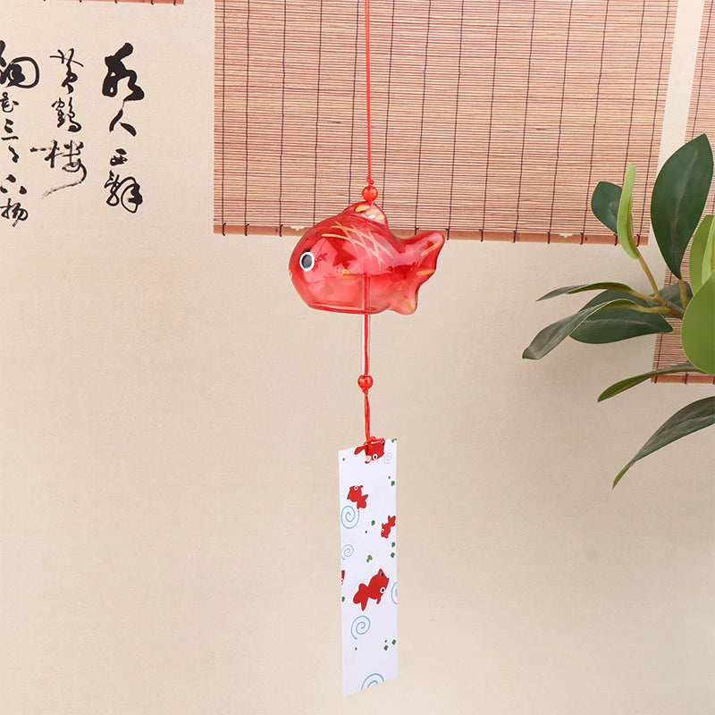 Japanese Furin Glass Goldfish Wind Chime | Zen Garden Decor