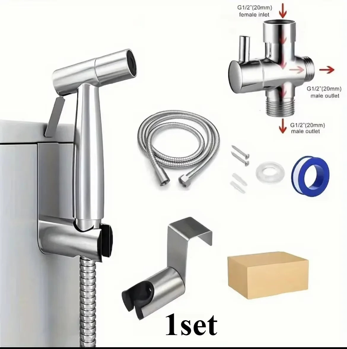 Handheld Bidet Sprayer | 3-Way Valve & Self-Cleaning | Wall Mount