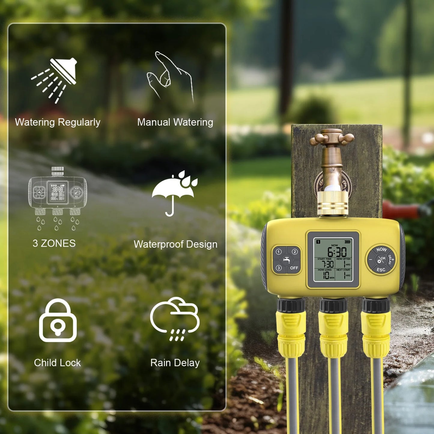 Automatic Timing Valves Controller Inlet Rain Delay Water Timer