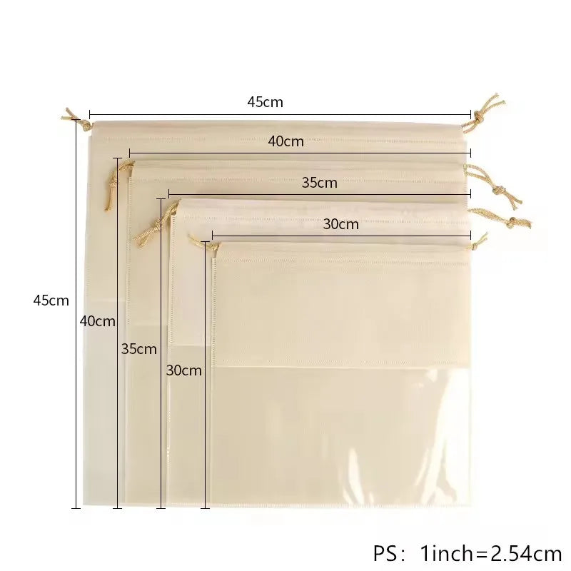 Dustproof Drawstring Storage Bags for Handbags & Clothes 5-Pack Dustproof Storage Bags Peaceful Pleasures Health and Wellness 5Pcs-Beige 30X30CM