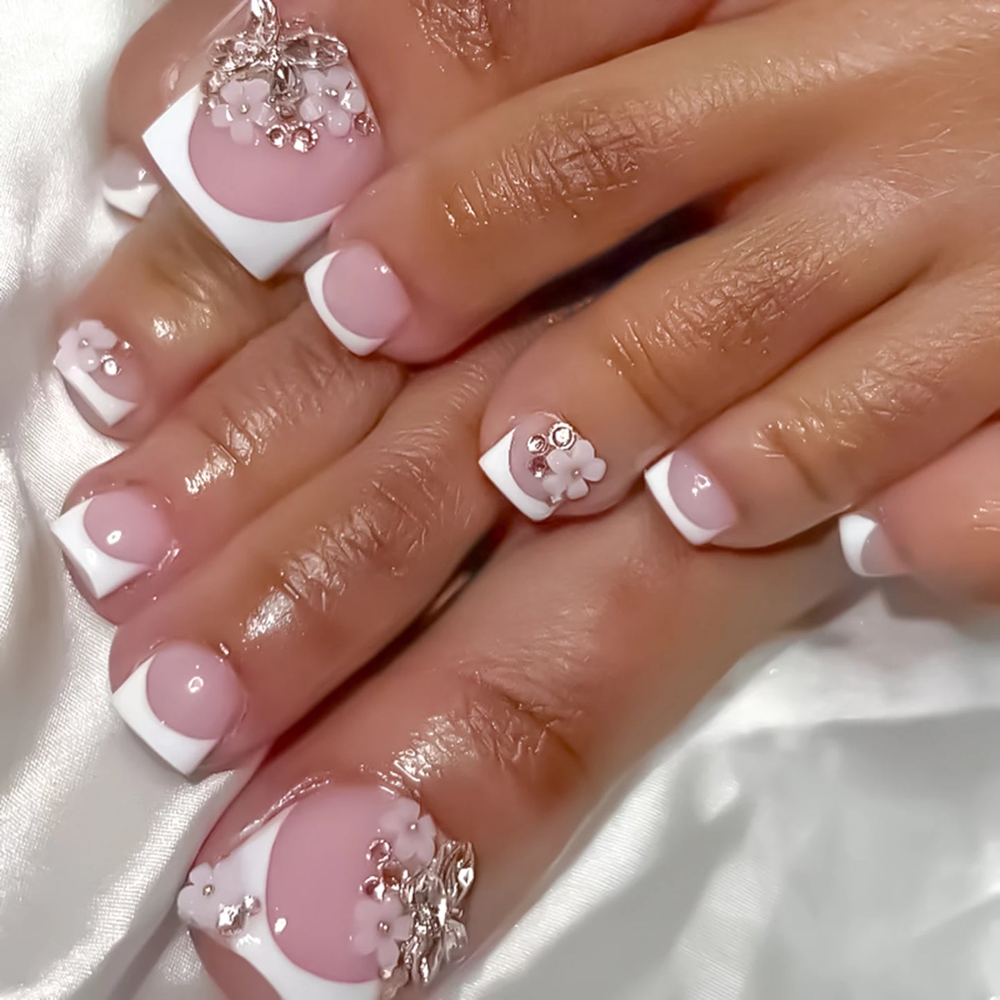 24-Piece French Press On Nails | Rhinestone Glitter Set