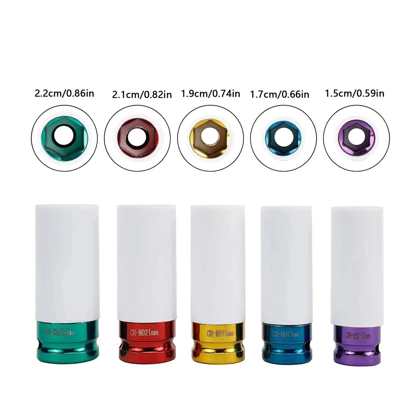 5-Piece Thin Wall Lug Nut Socket Set 15–22mm | Car Truck SUV Lug Nut Socket Set Peaceful Pleasures Health and Wellness
