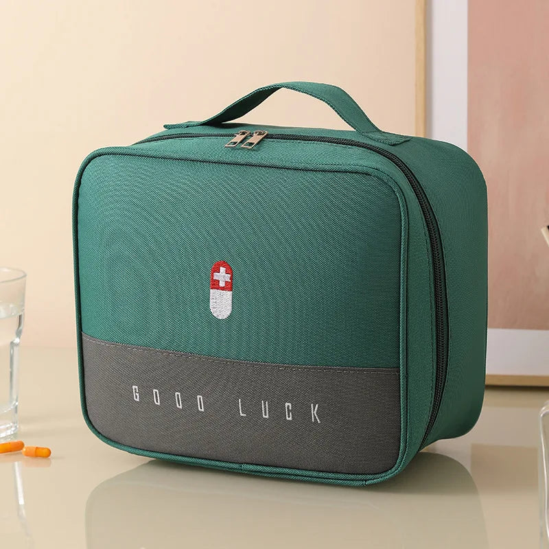 First Aid Kit Portable Medical Epidemic Prevention Travel Medical Household Outdoor Emergency Children's Medication Storage Heal Peaceful Pleasures Health and Wellness green Large