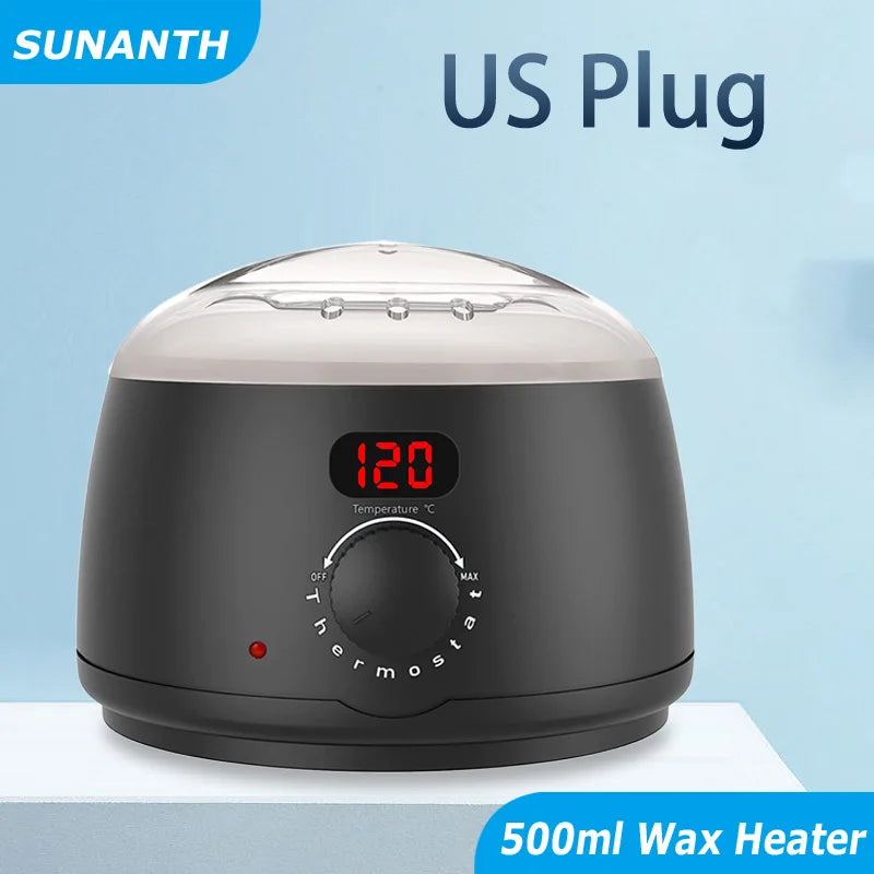 Wax Heater 500ML Set For Hair Removal / Digital Display Screen Depilatory Hard Wax Melt Warmer / 200g Wax Beans Hair Remove Tool Peaceful Pleasures Health and Wellness 058-B-US