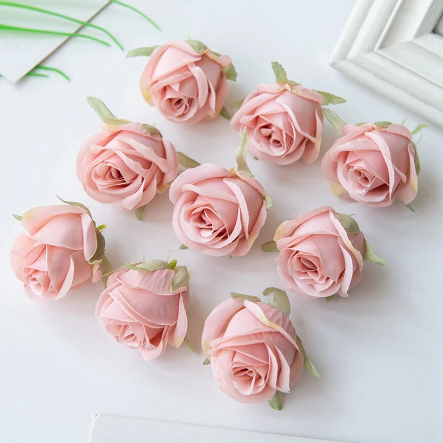 Artificial Silk Rose Heads 25/50 Pack – Wedding & DIY Décor