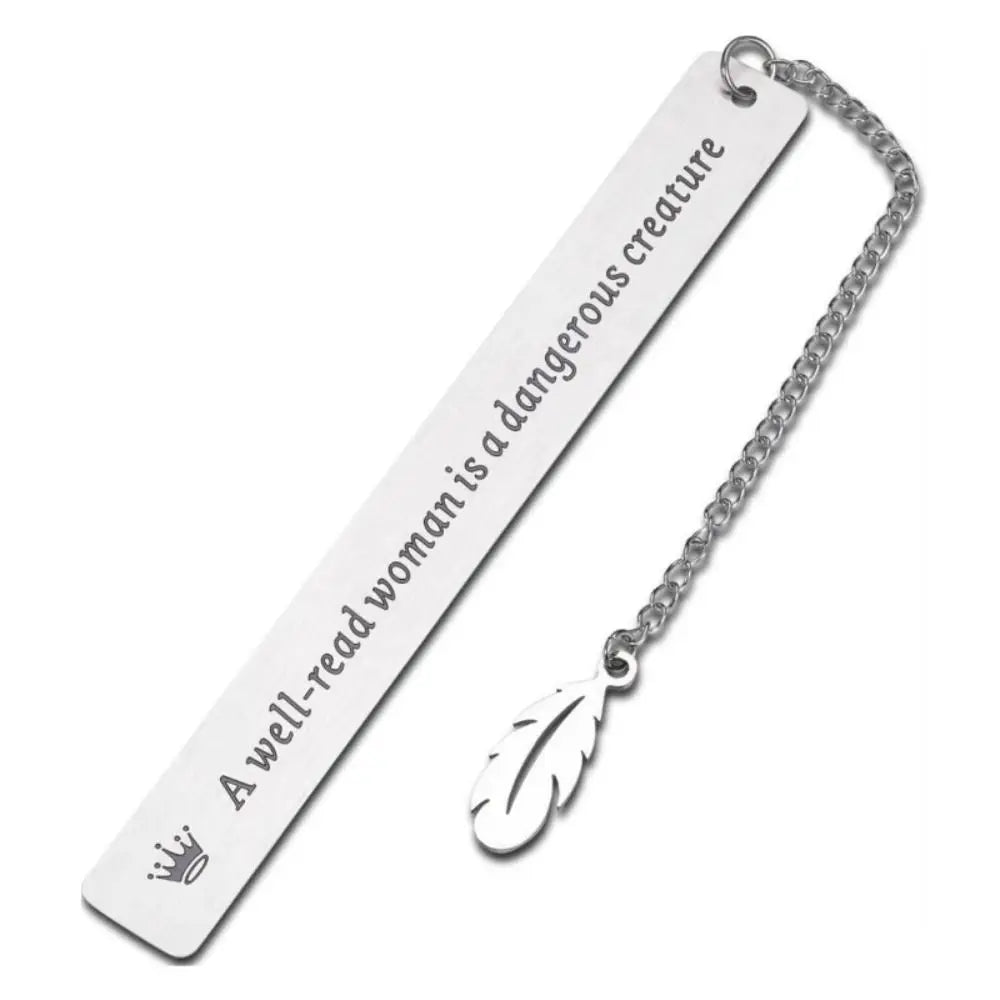 Exquisite Stationery Retro Bookmark Book Label Leaf Pendant Metal Bookmark Cameo a Well-read Woman Page Mark Reading Accessories Peaceful Pleasures Health and Wellness Bookmark