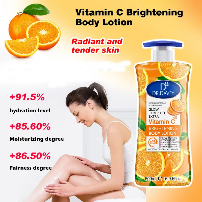 500ML DR.DAVEY Vitamin C Body Lotion Large Capacity Four Seasons Moisturizing Refreshing Non Greasy and Fragrant Peaceful Pleasures Health and Wellness