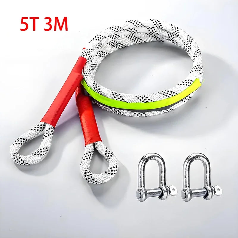Upgraded Heavy Duty Car Tow Rope Off Road Tow Strap with Hook Wear-Resistant Vehicle Emergency Rescue Recovery Auto Accessories Peaceful Pleasures Health and Wellness T488-5T