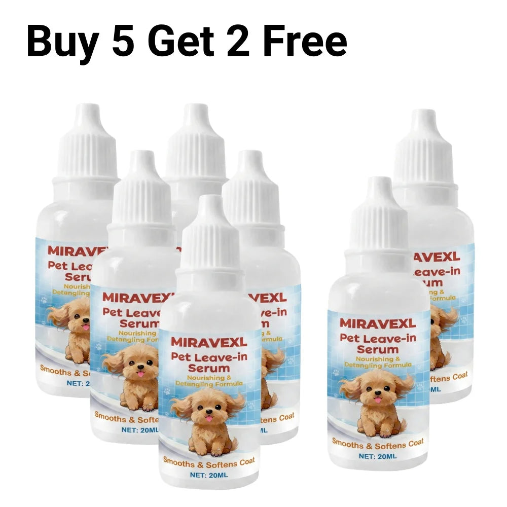 Pet Leave-In Serum - Nourishing, Detangling & Moisturizing Formula for Soft, Smooth & Healthy Dog Coat - Anti-Frizz Peaceful Pleasures Health and Wellness 7PCS
