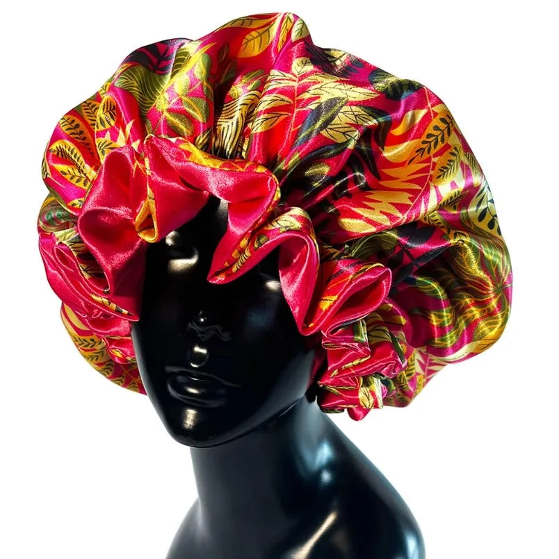 Large Satin Sleep Bonnet Cap – Silky Night Hair Cover Women