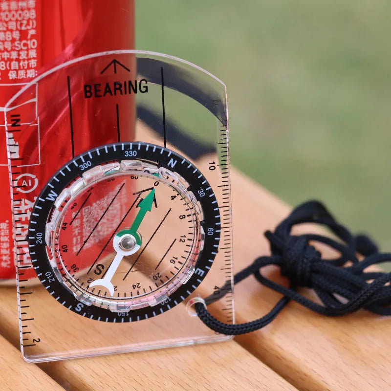 2-in-1 Outdoor Compass & Map Ruler – Acrylic Hiking Navigator
