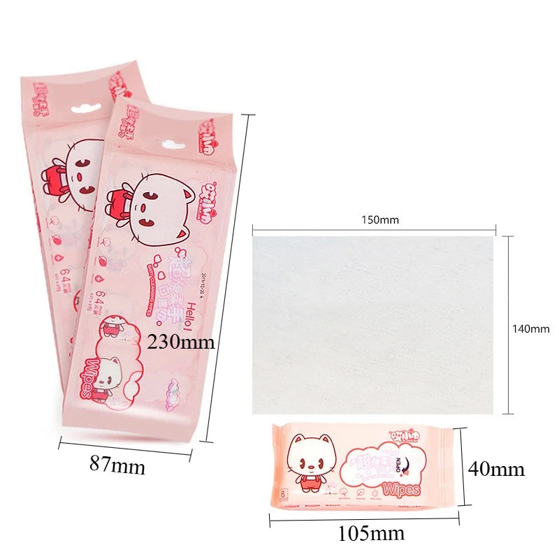 Mini Disposable Travel Wipes – 64pcs Hand & Mouth Cleaning