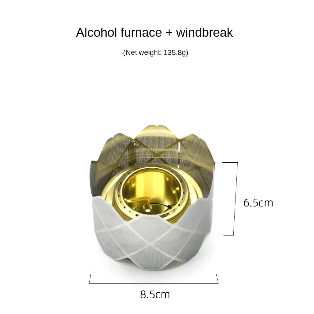 camp stove windscreen 2 Piece Ultralight Folding Stainless Steel windscreen alcohol stove stand for Outdoor Camping Hiking Peaceful Pleasures Health and Wellness a set