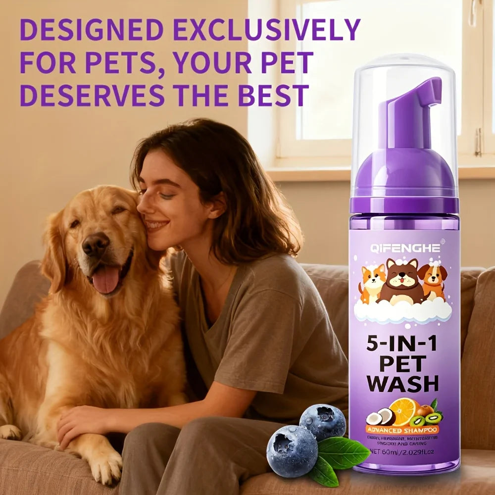 No Rinse Dog & Cat Shampoo – Waterless Foam, Tear-Free