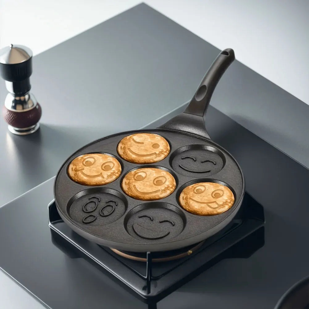 7 Cup Smiley Face Pancake Pan 100% Non-stick Griddle Pancake Maker Pancake Crepe Frying Pan Griddle Mini Pancakes Maker Peaceful Pleasures Health and Wellness