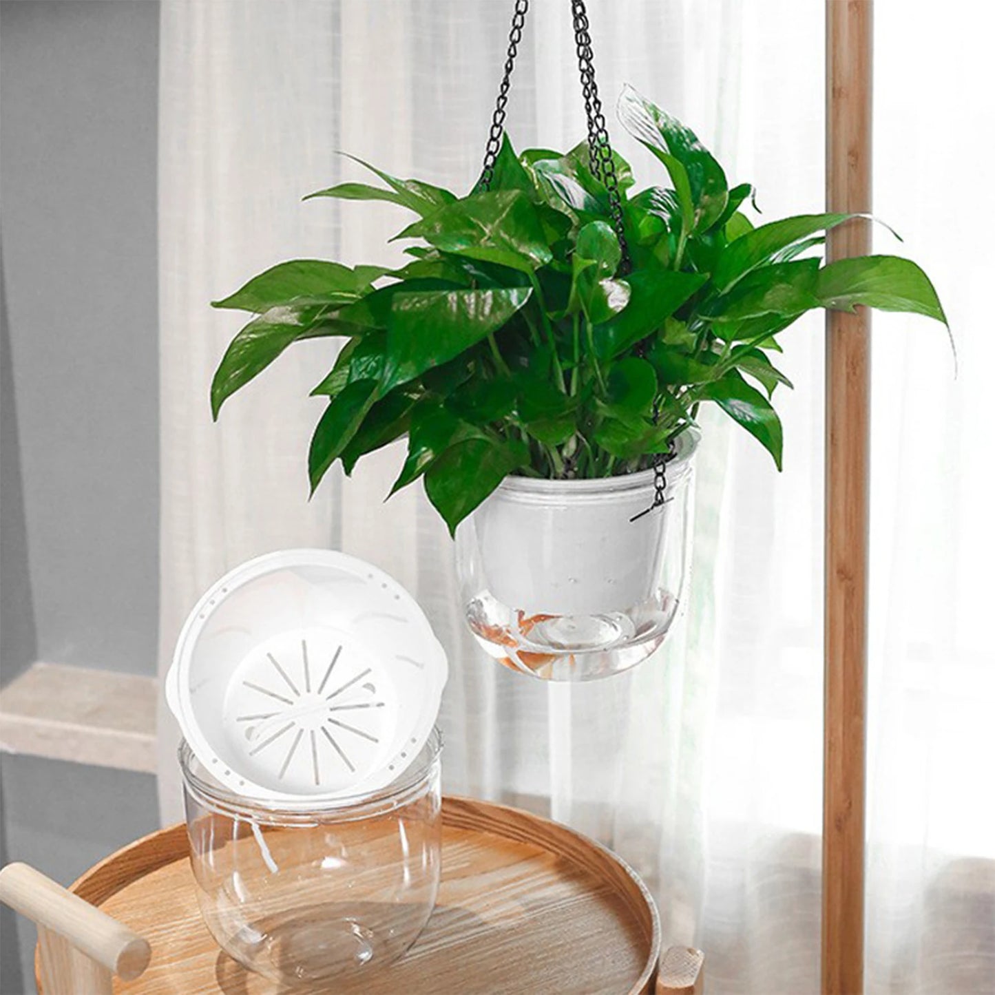 Hanging Type Desktop Flower Pot Automatic Water Absorption Water Hanging Pots for Living Room Bedroom Peaceful Pleasures Health and Wellness
