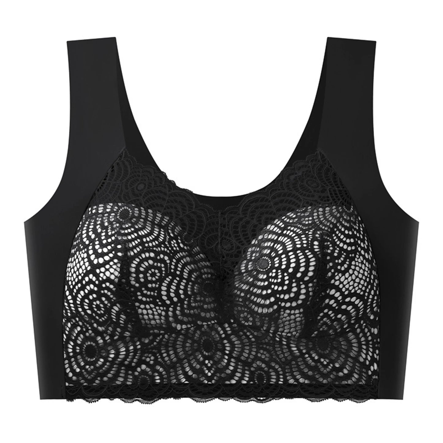 Sexy Bra Thin Lace Wireless Bra No Underwire Anti Shake Side Breast Reduction Seamless Underwear for Women Chinese Brand Peaceful Pleasures Health and Wellness Light Gray 38