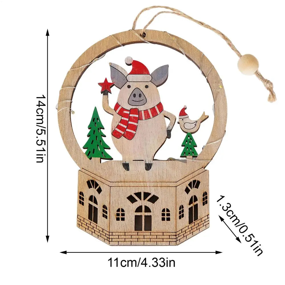 LED Light-Up Wooden Christmas Ornament | Holiday Tabletop Decor