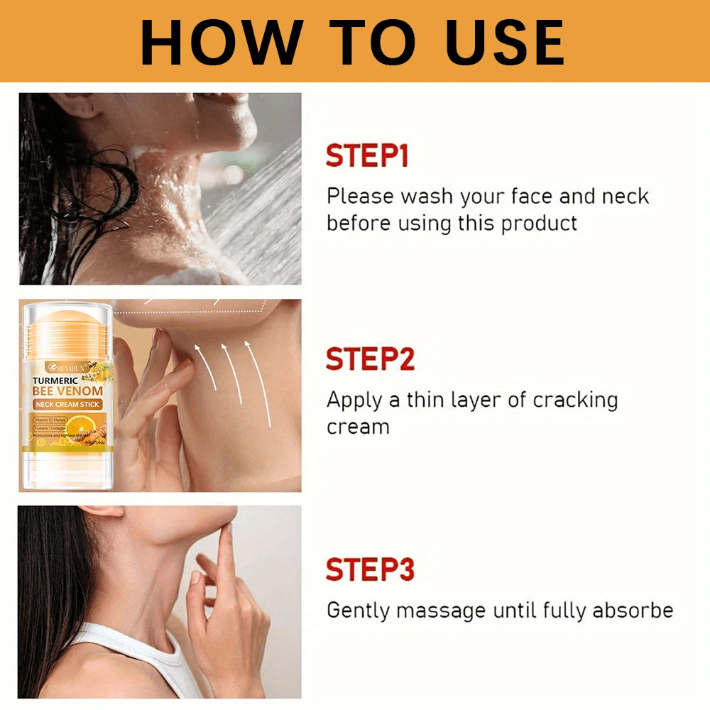 SUYARUN Turmeric Bee Venom Neck Cream Stick - Anti-Aging Firming, Wrinkle Reduction, Portable Moisturizer for all people. Peaceful Pleasures Health and Wellness