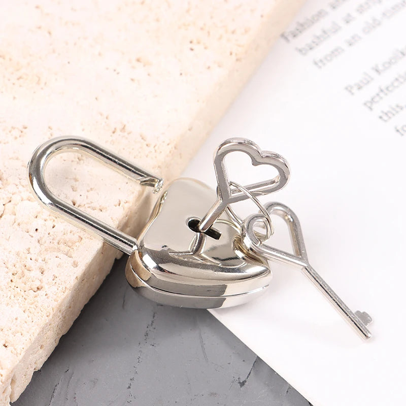 1Set Sliver Heart Shape Padlock Mini Luggage Hardware Locks With Key Lock For Travel Wedding Jewelry Box Diary Book Suitcase Peaceful Pleasures Health and Wellness