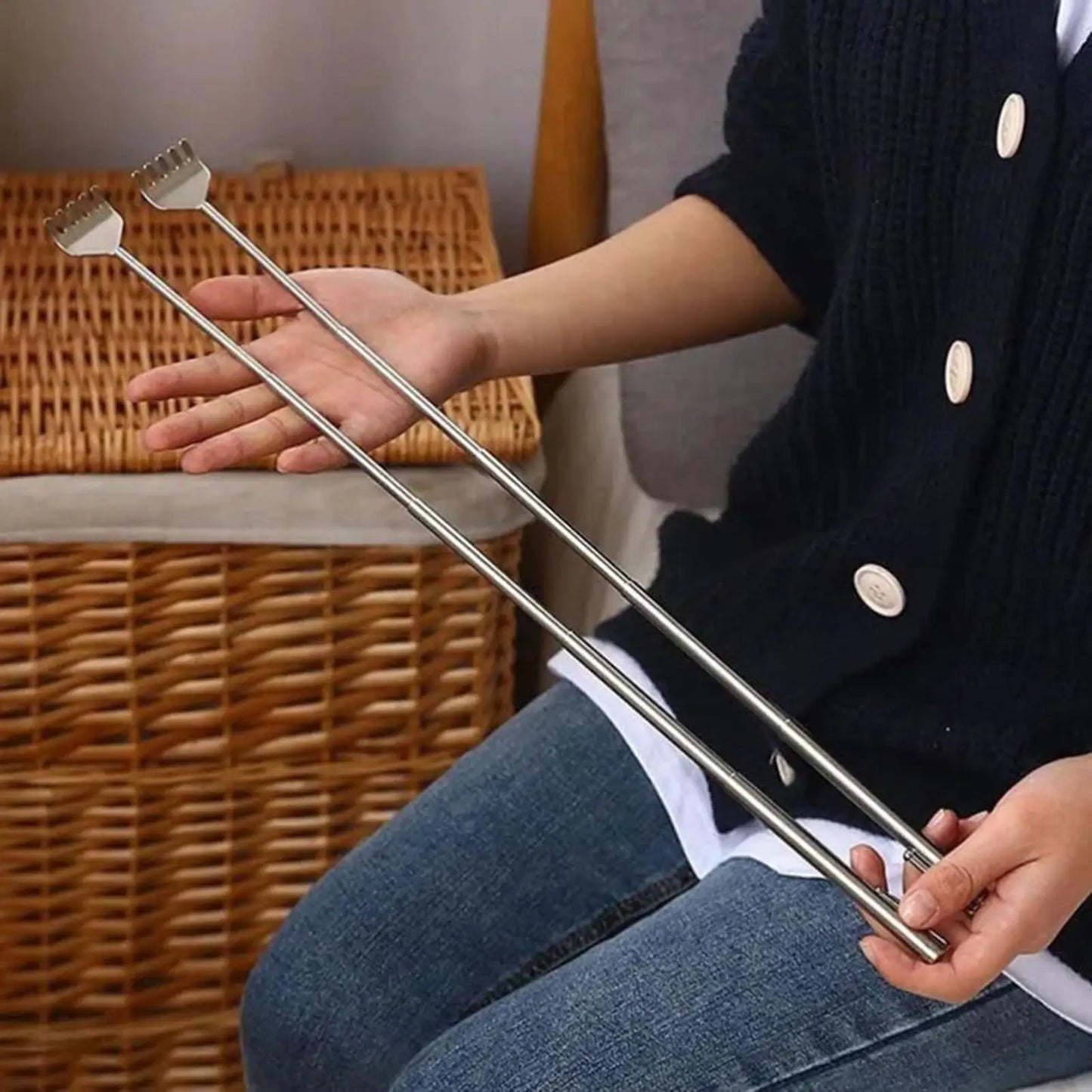 Extendable Back Scratcher Telescopic Stainless Steel Massager Long Reach Retractable Itch Remover For Home Gym Car Sleeping Peaceful Pleasures Health and Wellness