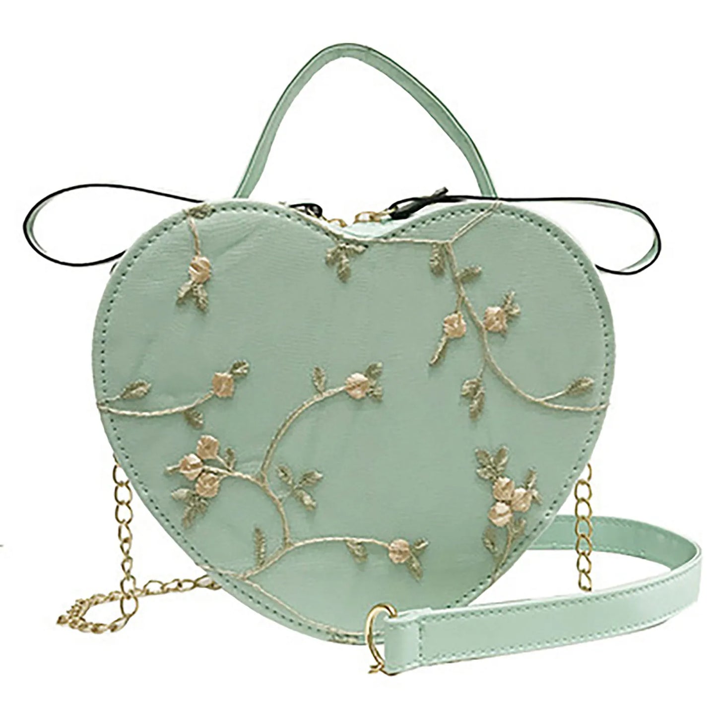 Womens Lace Heart Crossbody Bag PU Leather Shoulder Purse Fashion Handbag with Chain Strap for Valentine Gift 21x17x6cm Peaceful Pleasures Health and Wellness green
